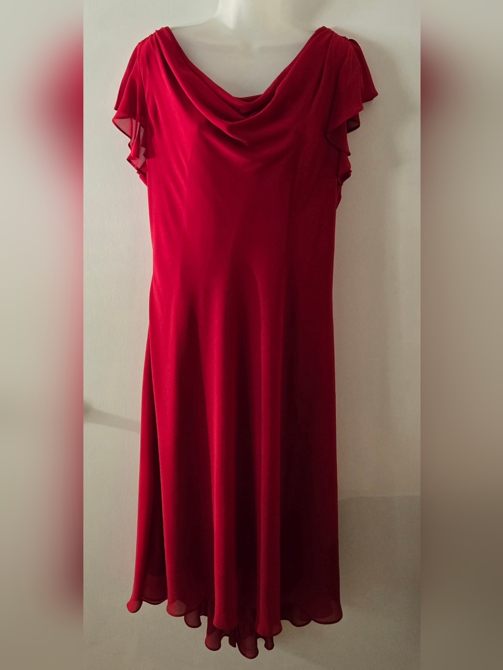 Vintage Metaphor Cocktail Dress Red Maxi Sz 16 Rhinestone Gathered  Back Euc